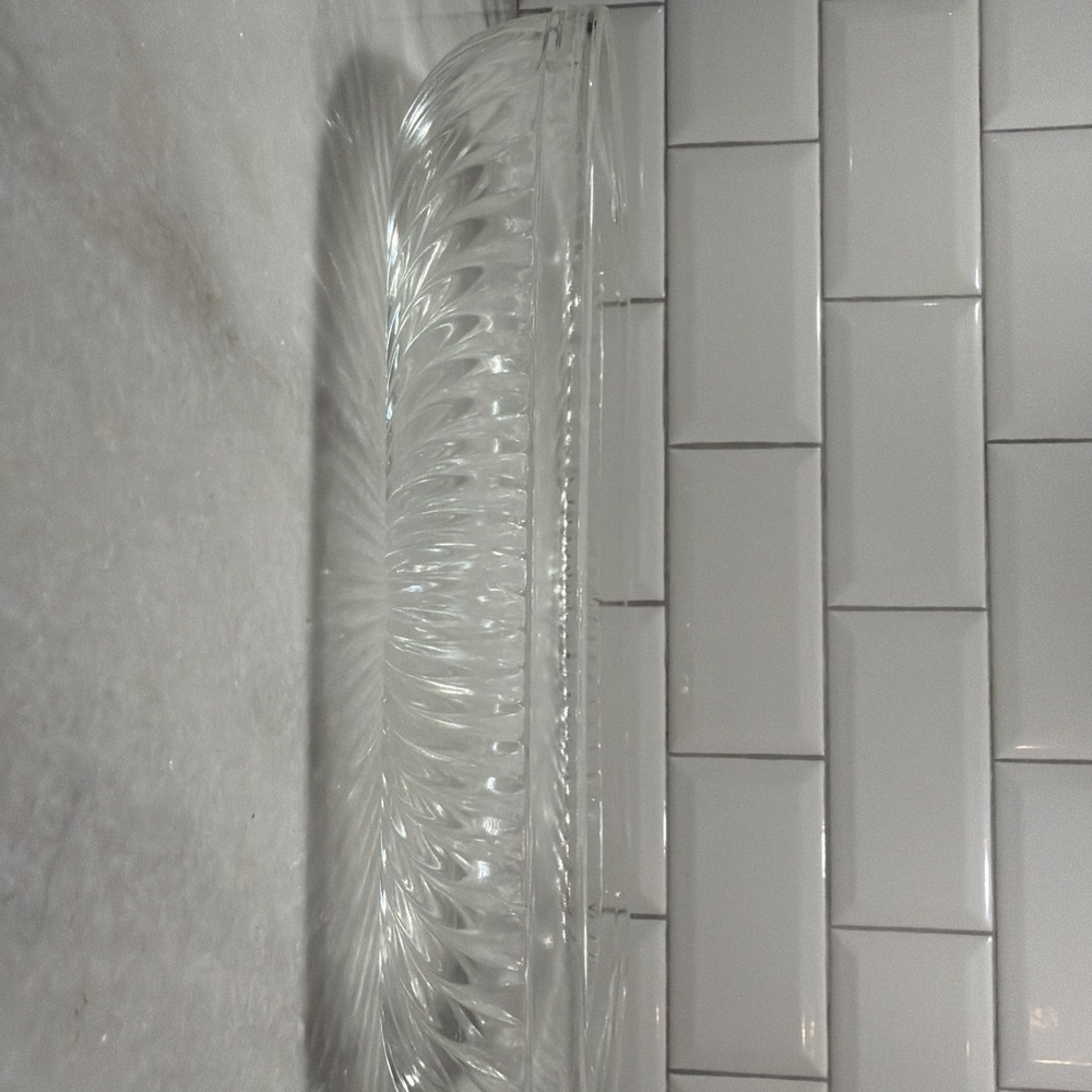 Vtg Oven-proof Ribbed Casserole Dish Rectangle 14x8" MCM Vtg Pressed Glass GW996 - Picture 5 of 10
